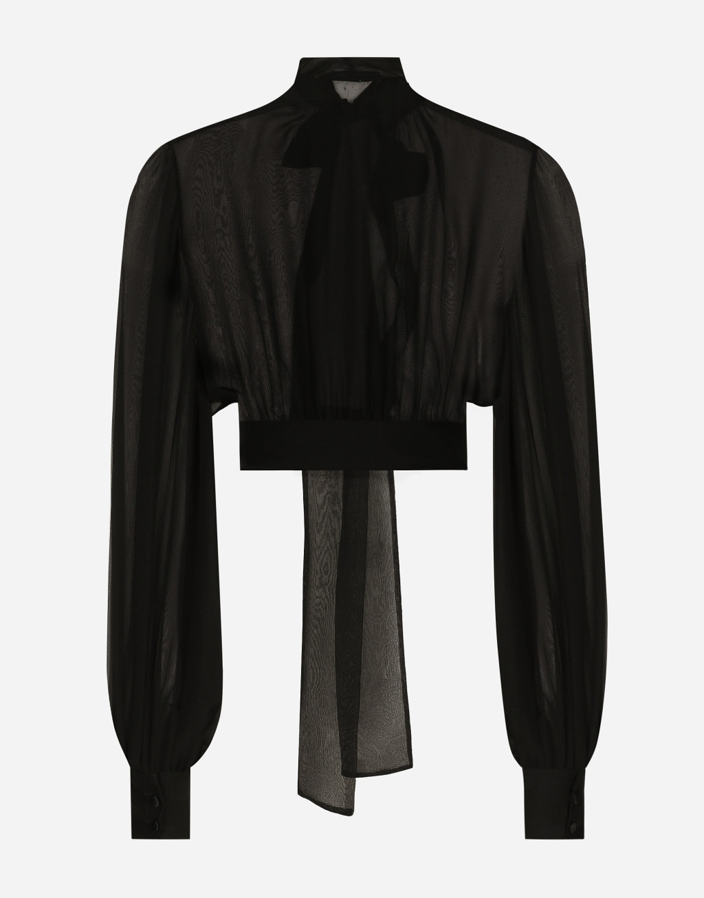 蝴蝶结衣领真丝雪纺短罩衫2