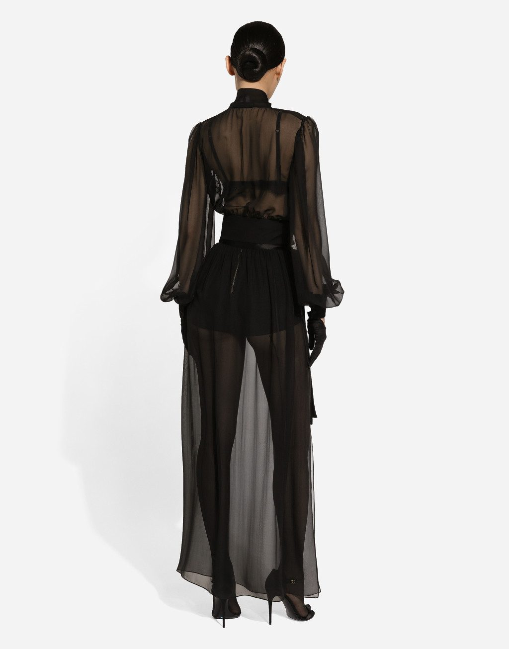 蝴蝶结衣领真丝雪纺短罩衫4