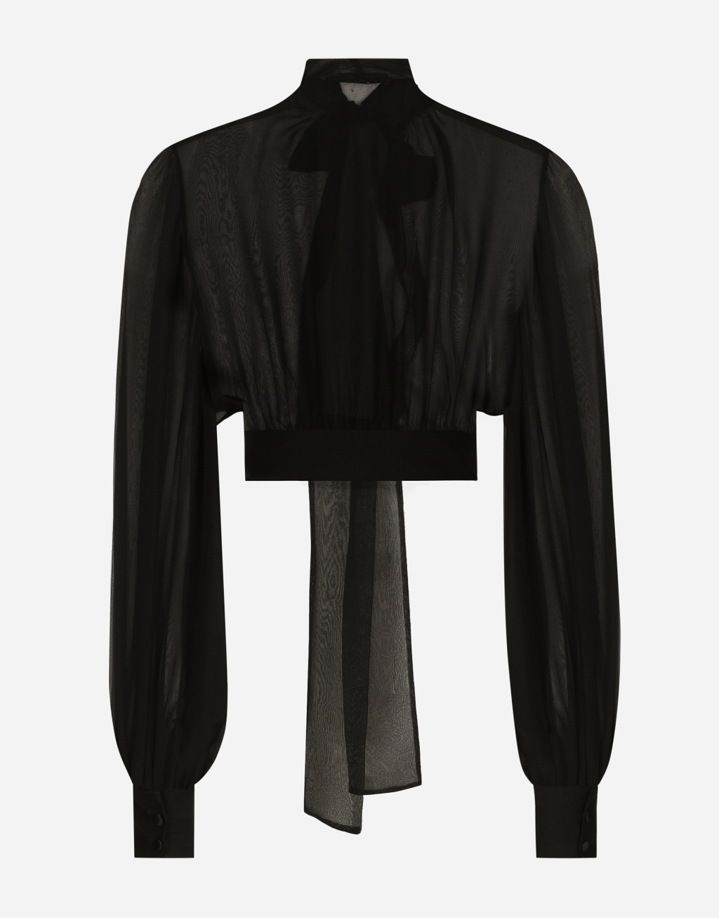 蝴蝶结衣领真丝雪纺短罩衫7