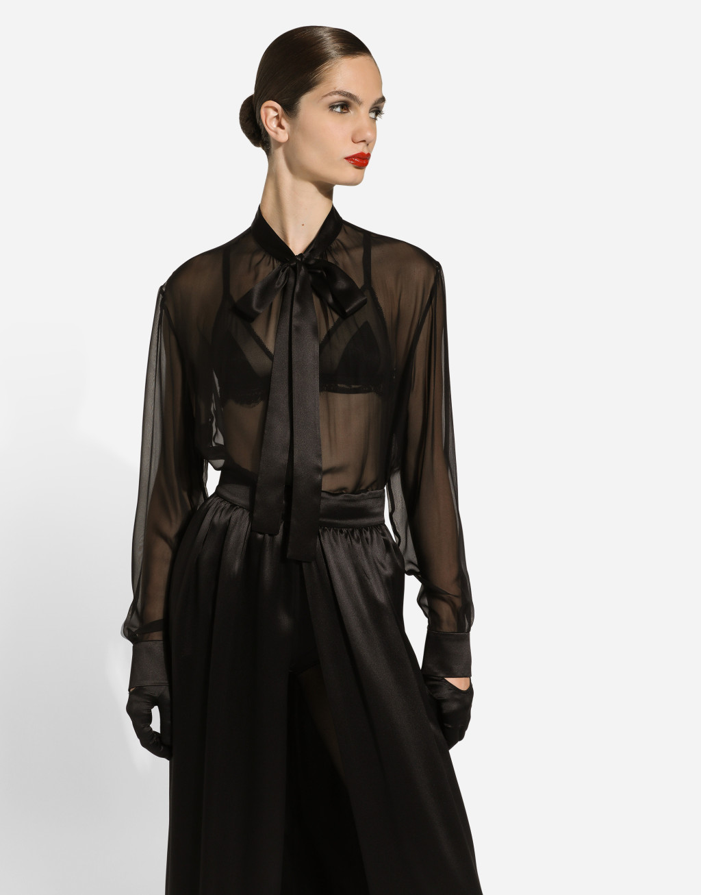 蝴蝶结真丝雪纺衬衫5