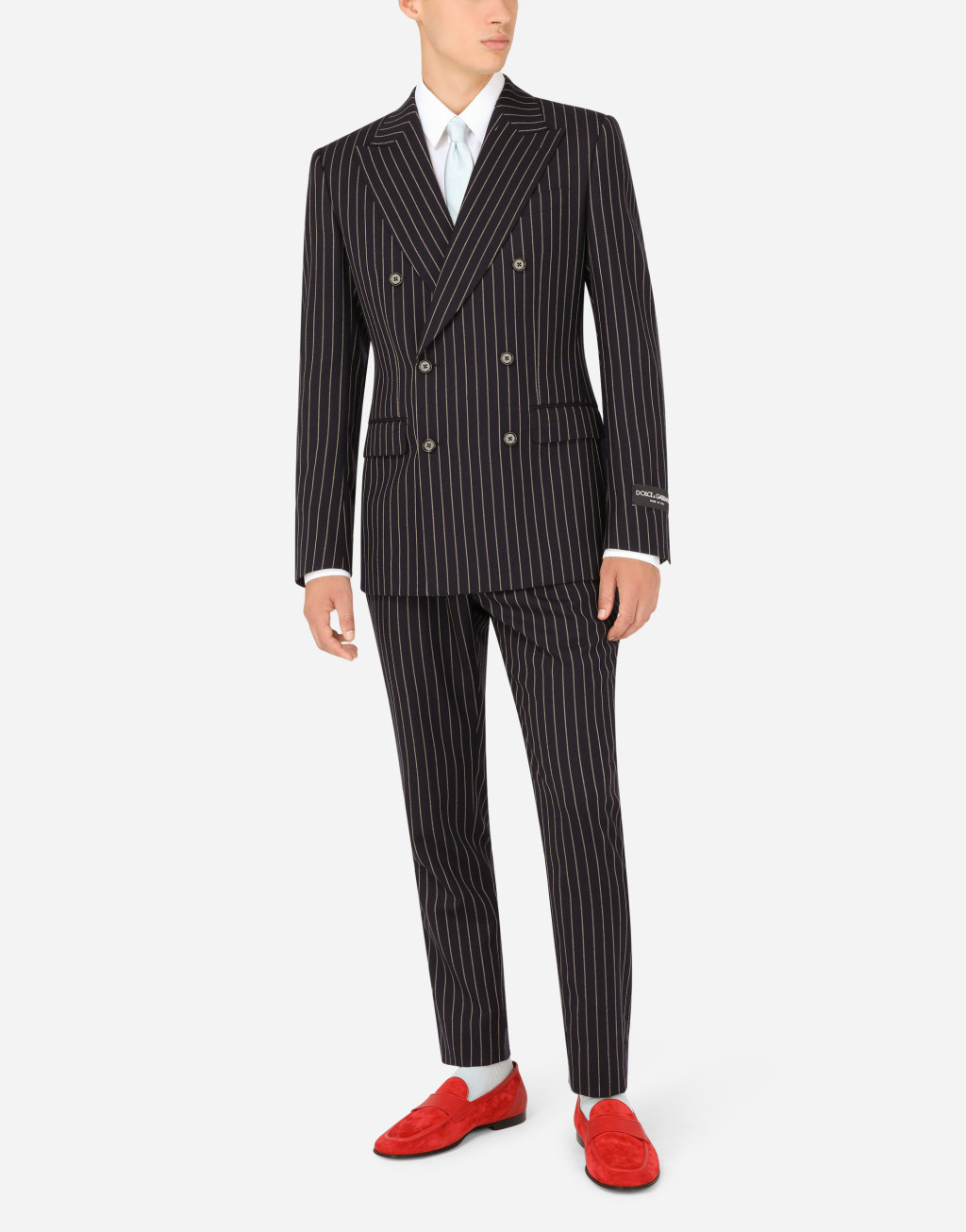 明星同款Sicilia 细条纹羊毛双排扣夹克6