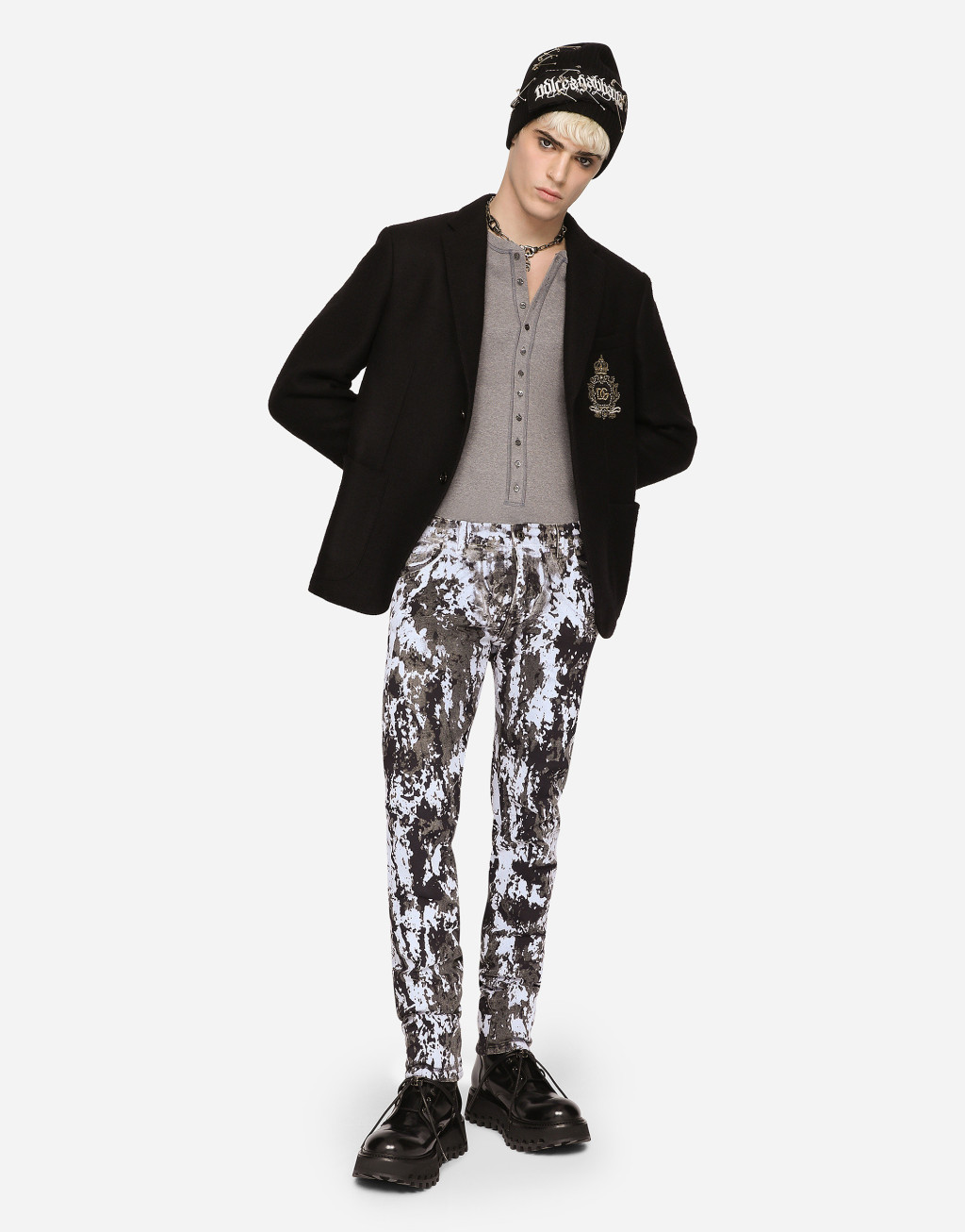 纹章拼饰弹力平纹针织夹克5