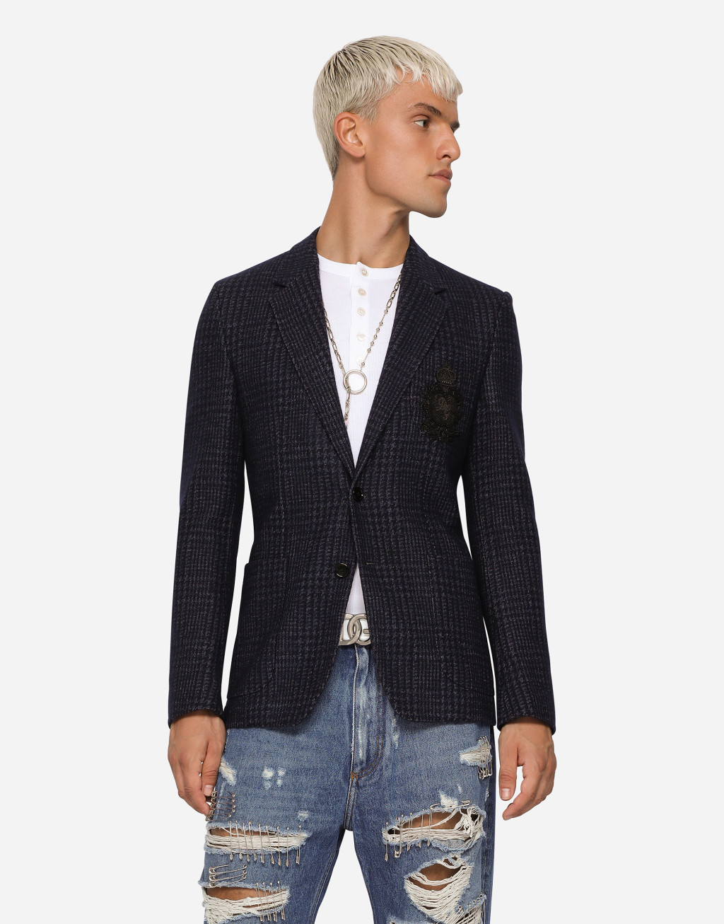 Portofino 拼饰格纹平纹针织夹克4