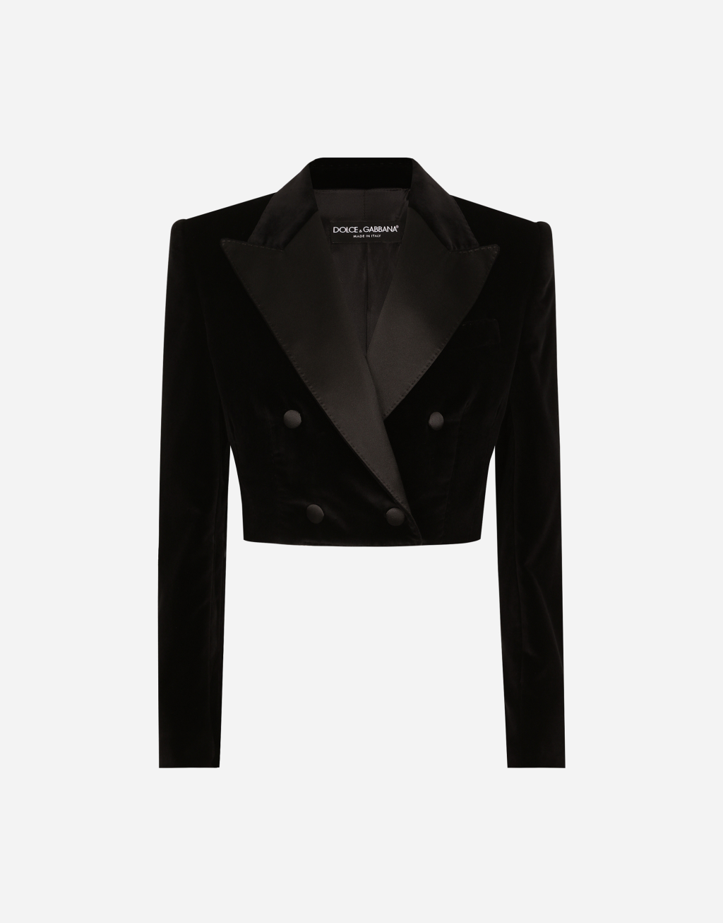 天鹅绒双排扣礼服短夹克1