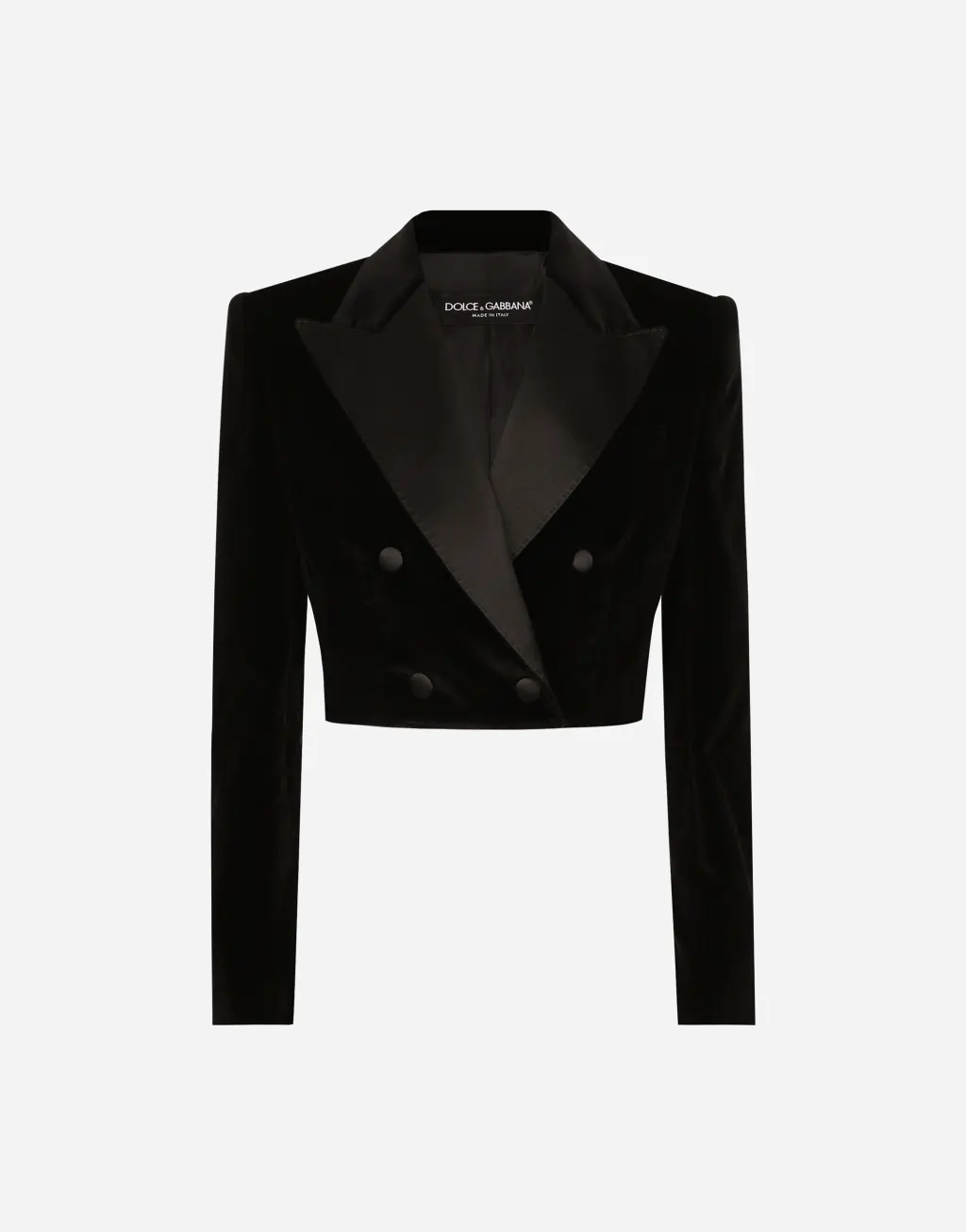 天鹅绒双排扣礼服短夹克