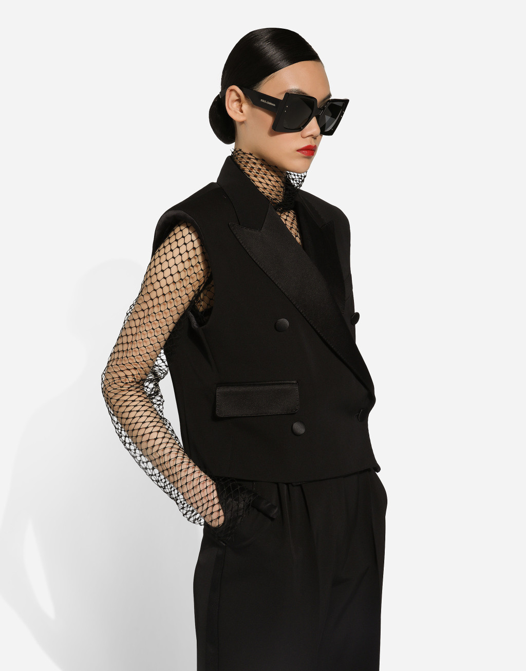 羊毛华达呢双排扣礼服无袖夹克5