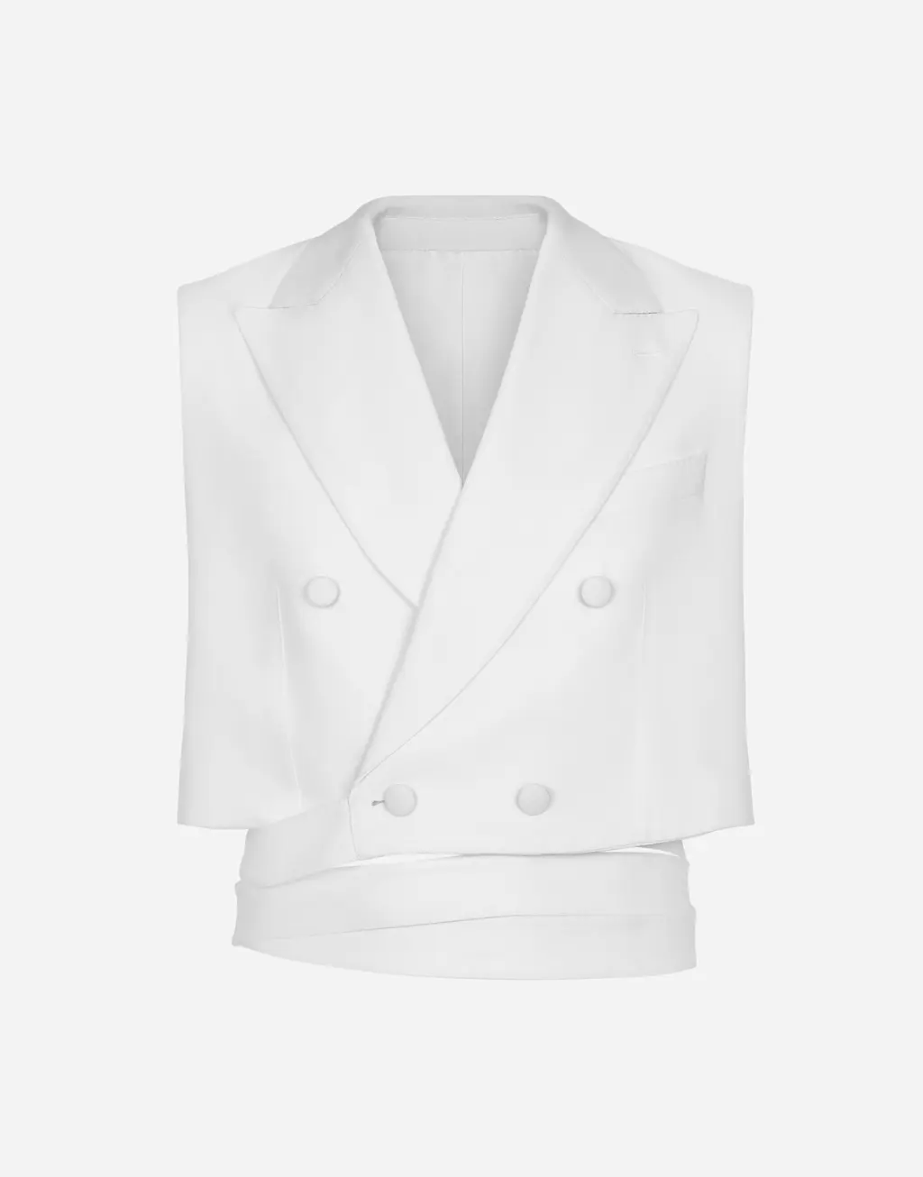 腰带款羊毛短款双排扣马甲