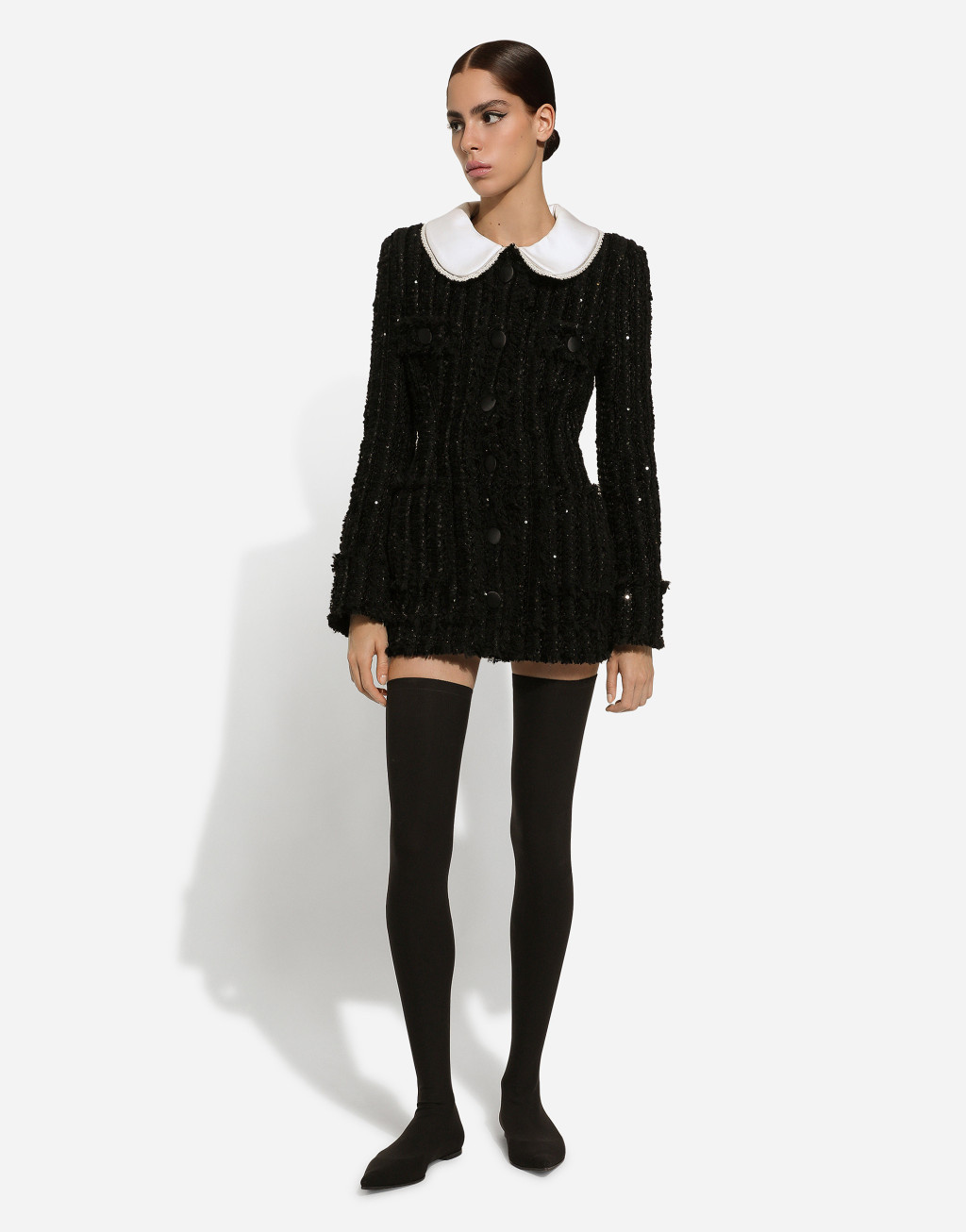 缎布衣领亮片刺绣粗花呢夹克3