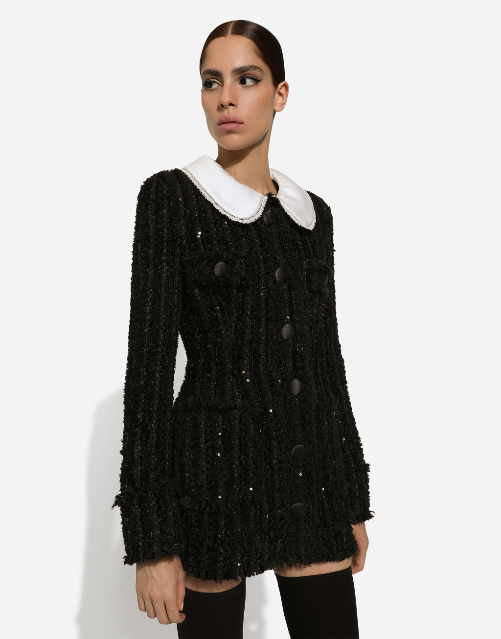 缎布衣领亮片刺绣粗花呢夹克5