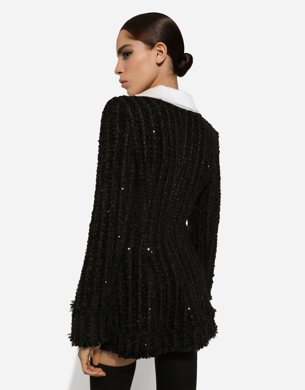 缎布衣领亮片刺绣粗花呢夹克7