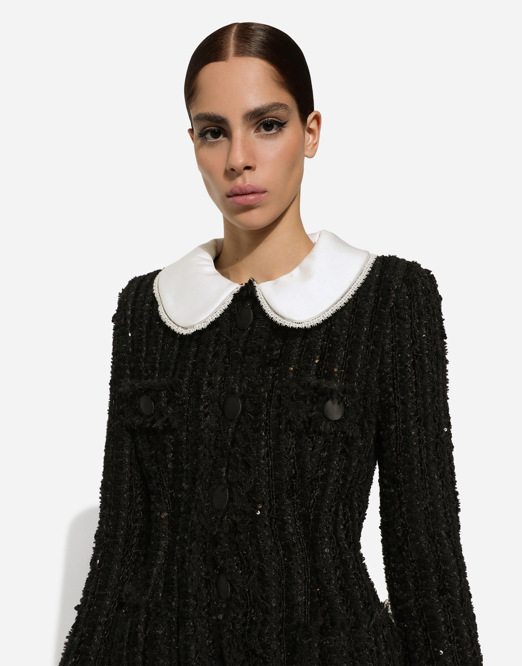 缎布衣领亮片刺绣粗花呢夹克9