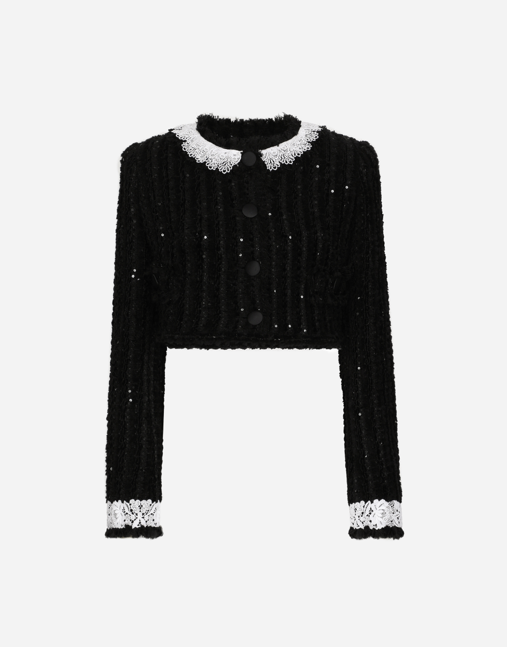 微型亮片刺绣粗花呢短夹克1