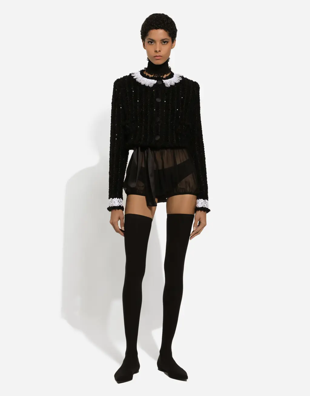 微型亮片刺绣粗花呢短夹克