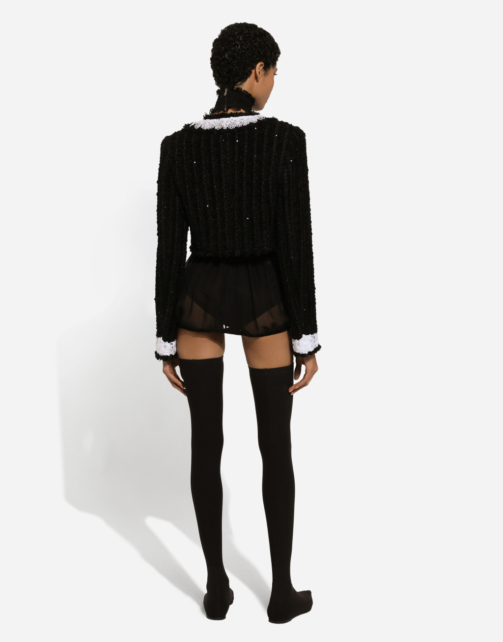 微型亮片刺绣粗花呢短夹克3