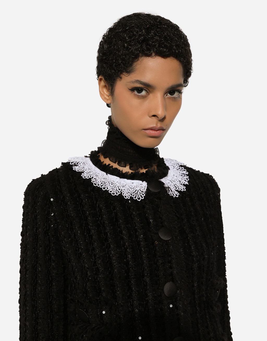 微型亮片刺绣粗花呢短夹克4