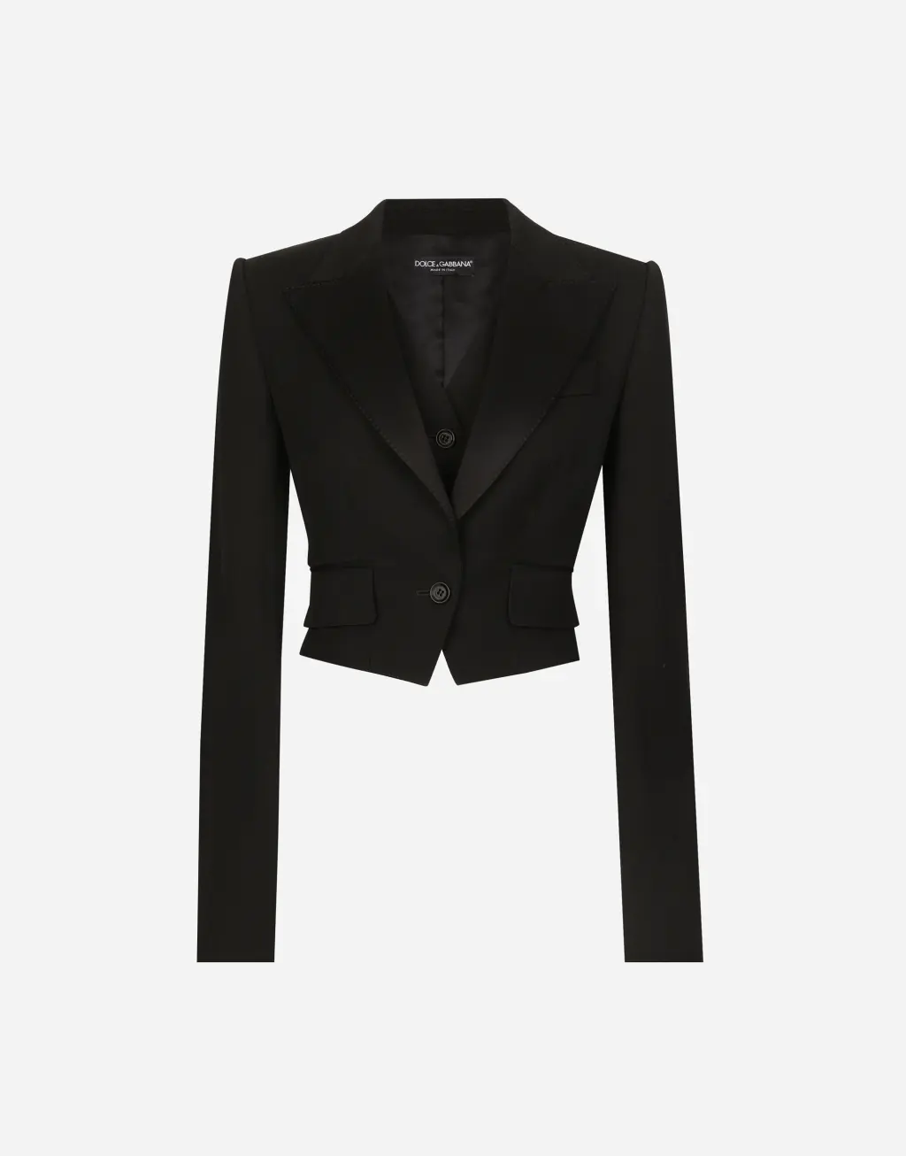 羊毛华达呢带马甲短夹克