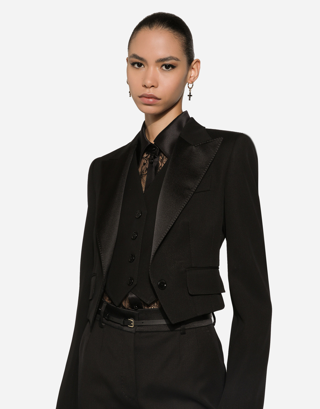 羊毛华达呢带马甲短夹克4