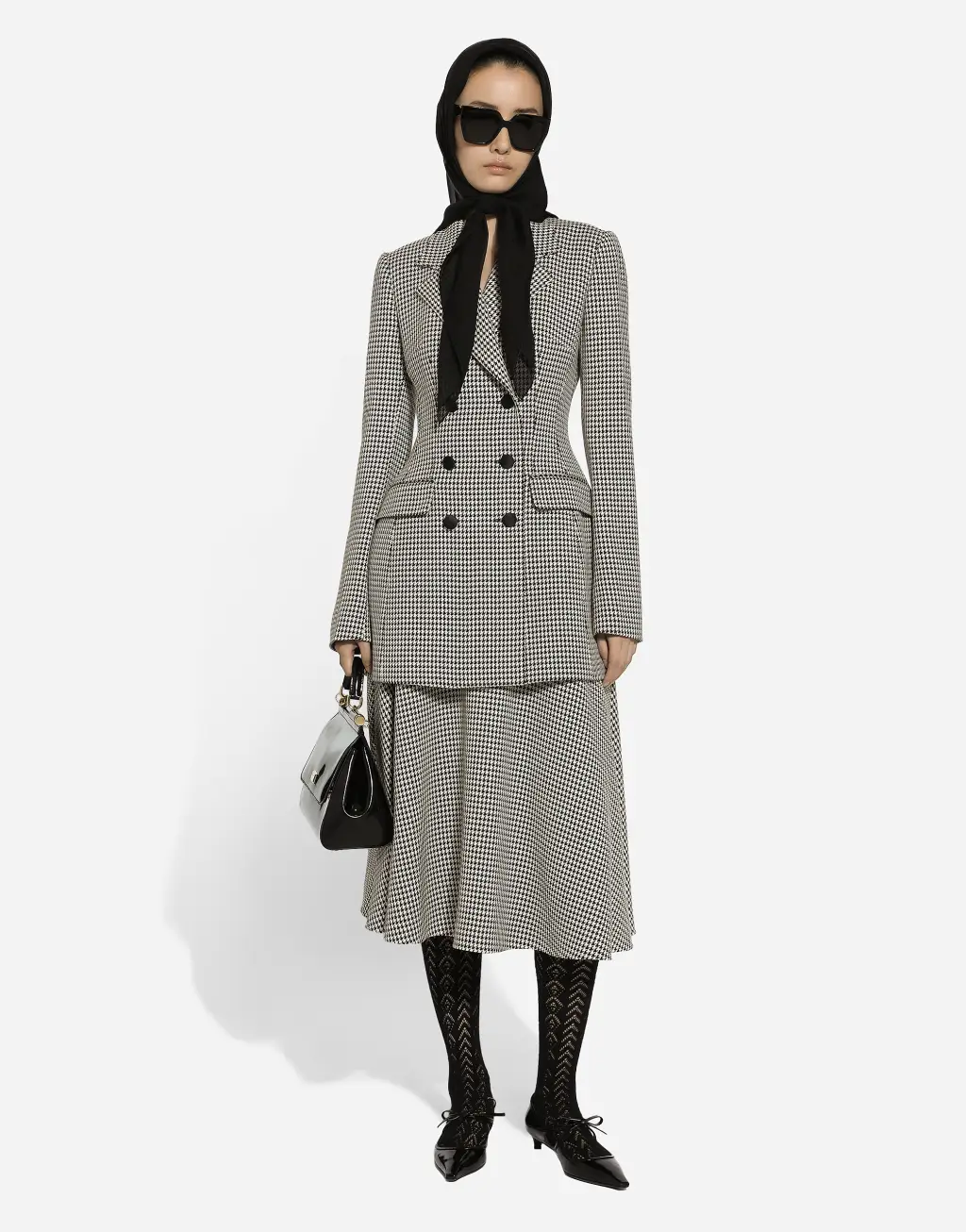 千鸟格纹双排扣夹克