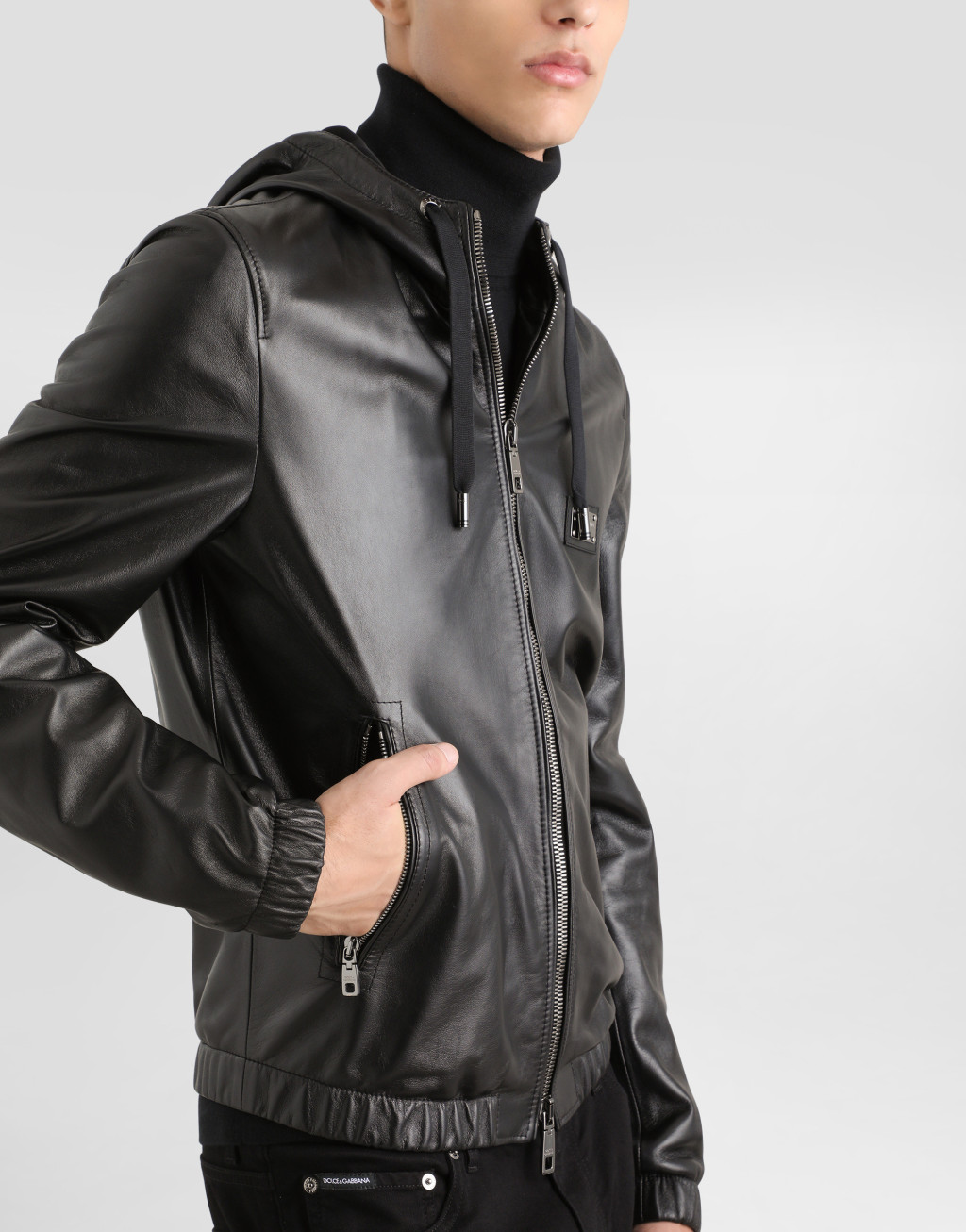 标牌皮革连帽外套5