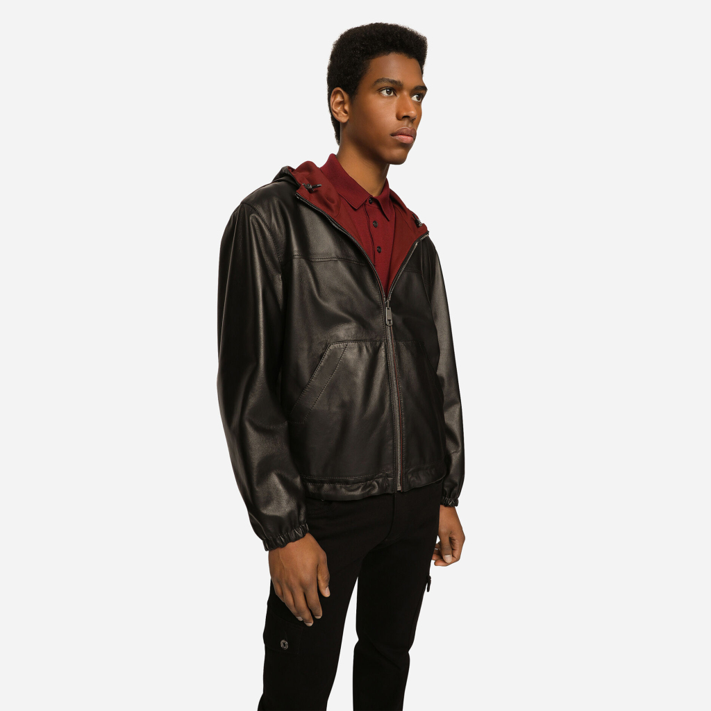 弹力羊毛与皮革双面外套5