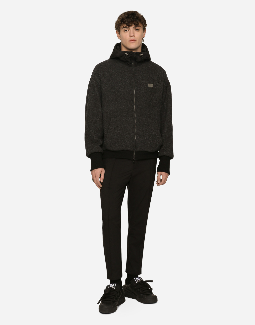 徽标羊毛平纹针织连帽外套2