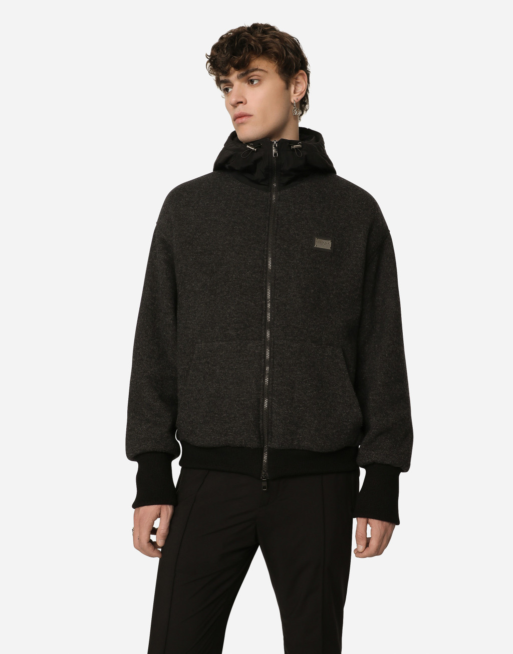 徽标羊毛平纹针织连帽外套4