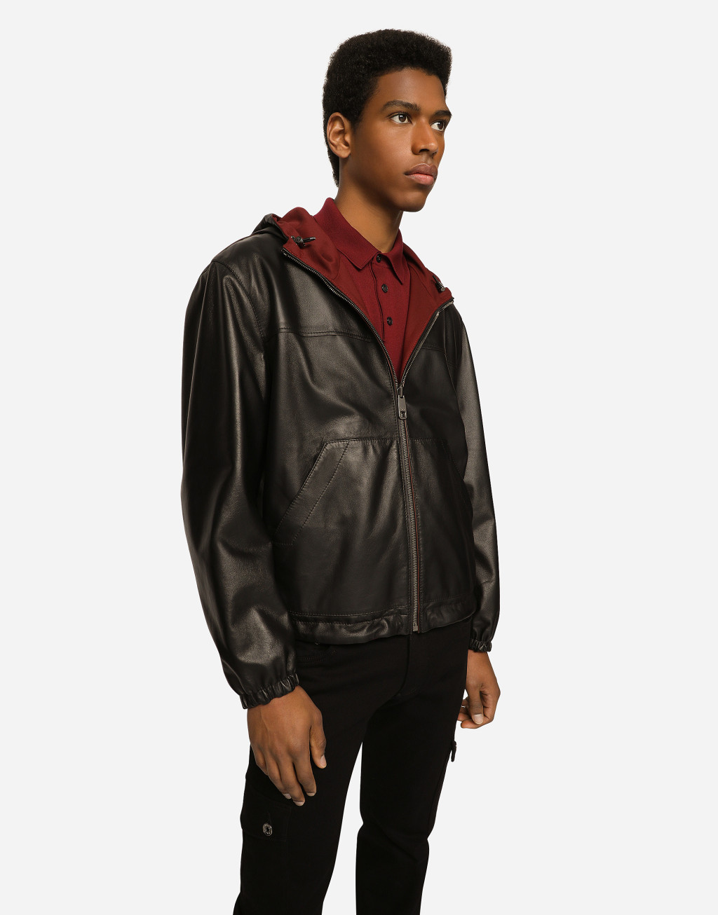 弹力羊毛与皮革双面外套4