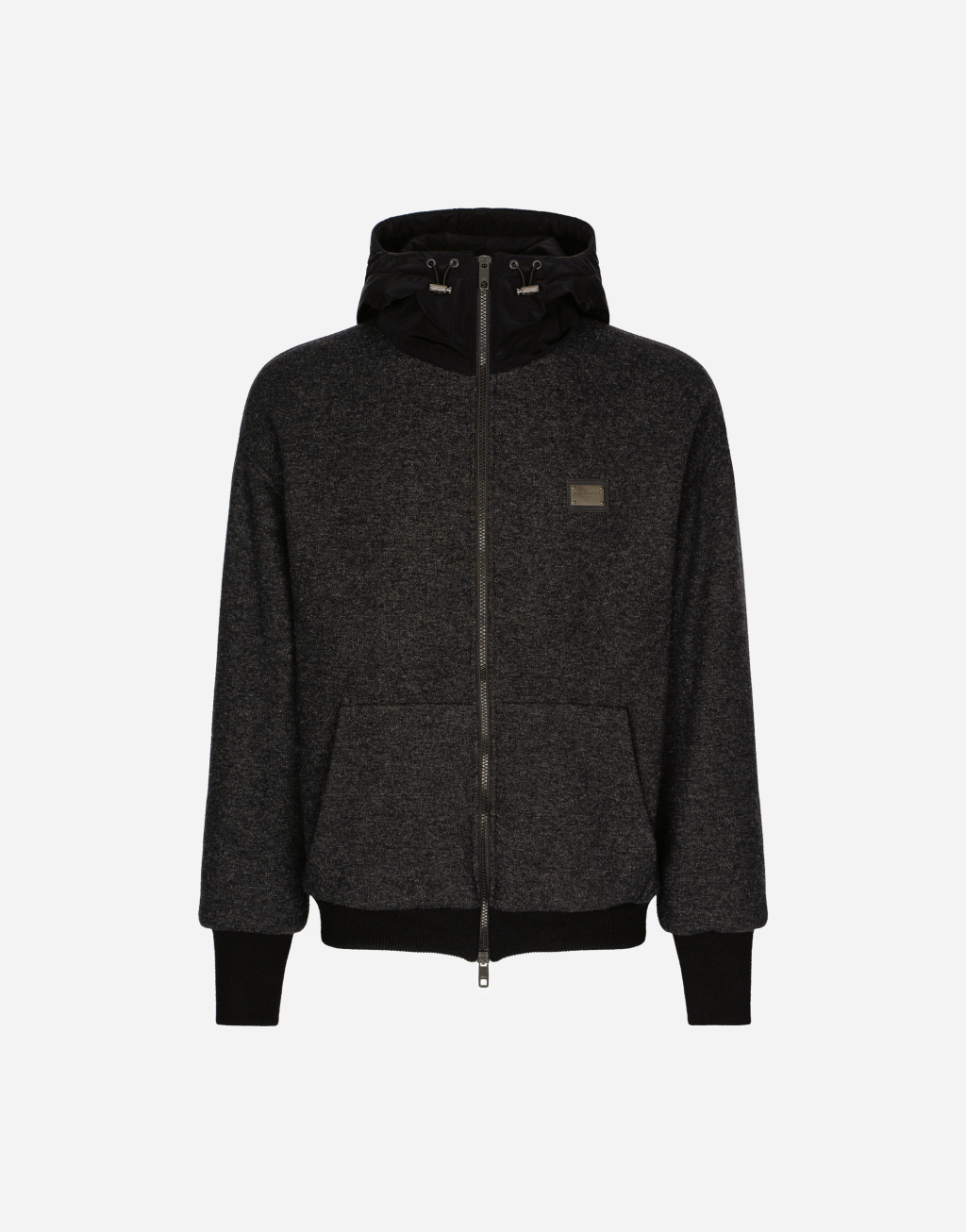 徽标羊毛平纹针织连帽外套1