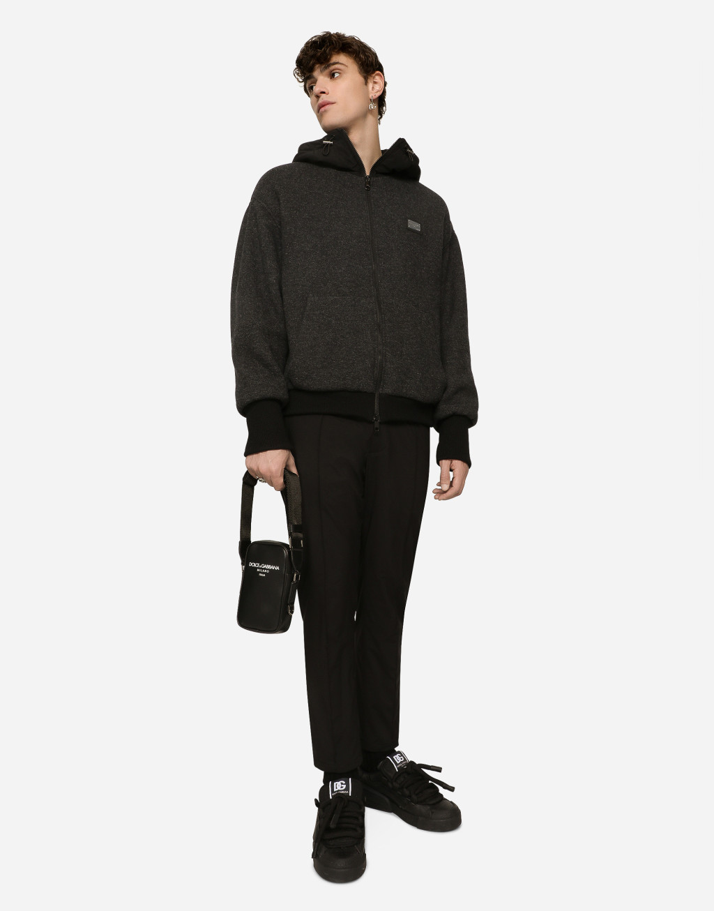 徽标羊毛平纹针织连帽外套5