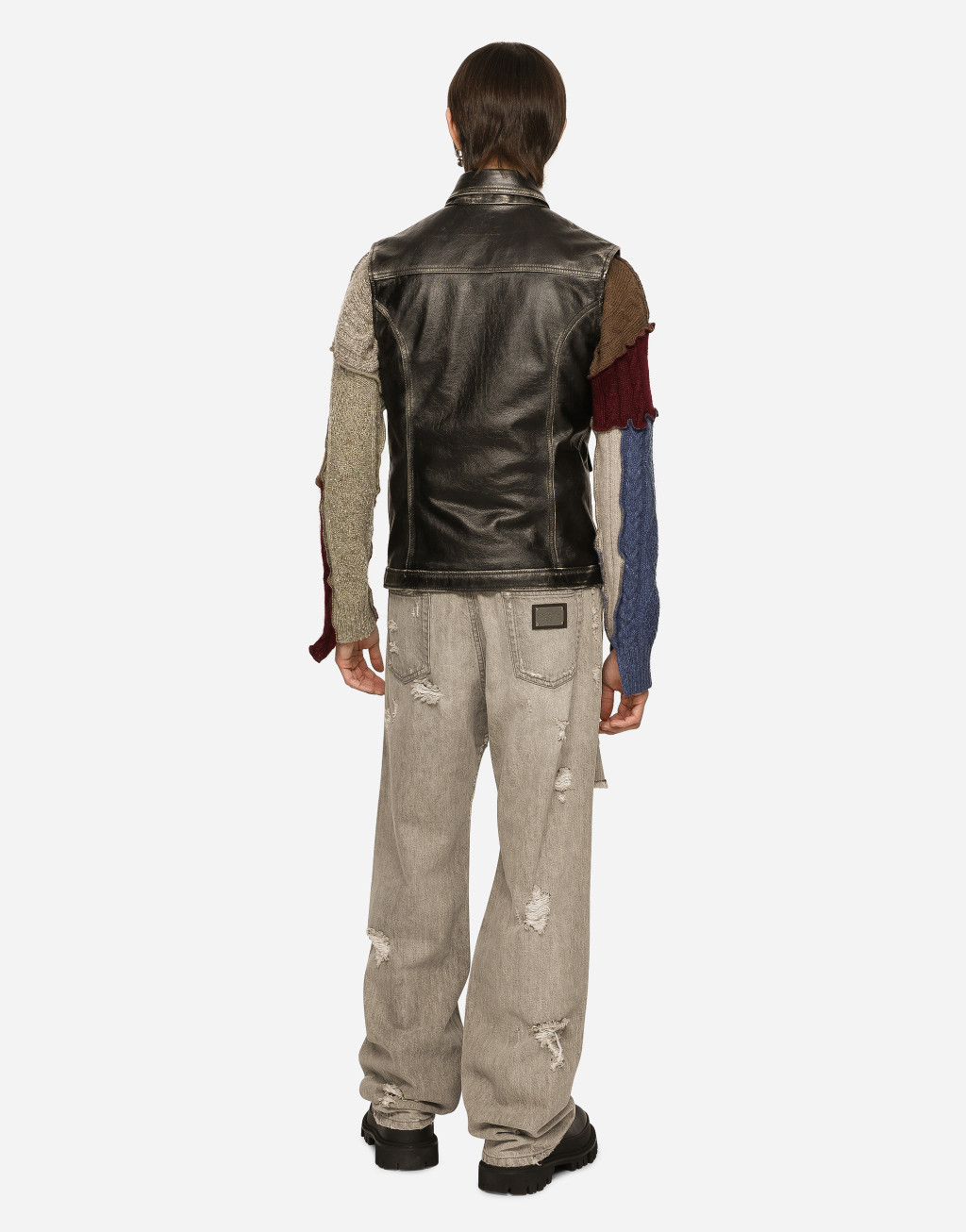 欧洲牛皮多重拉链马甲3