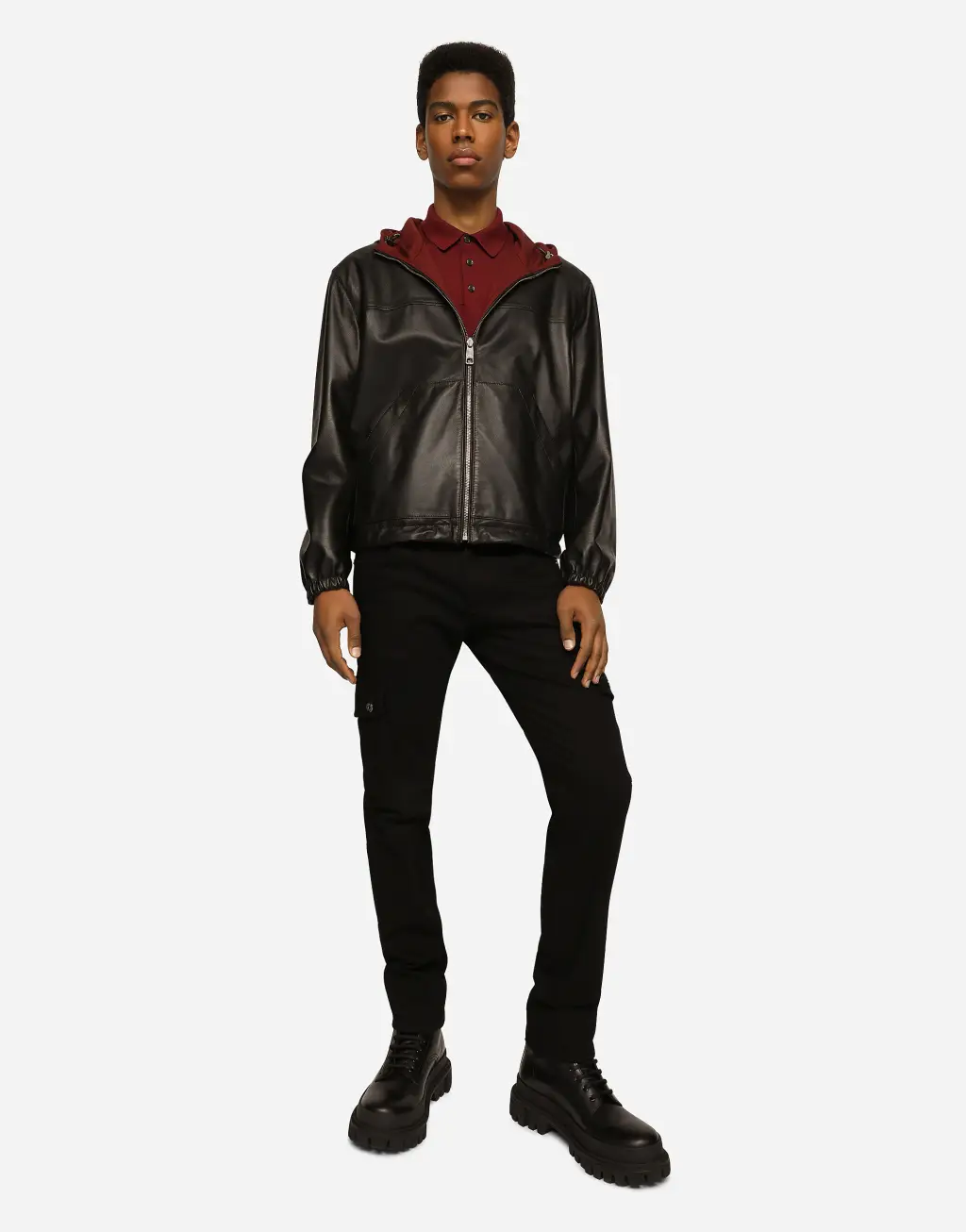 弹力羊毛与皮革双面外套