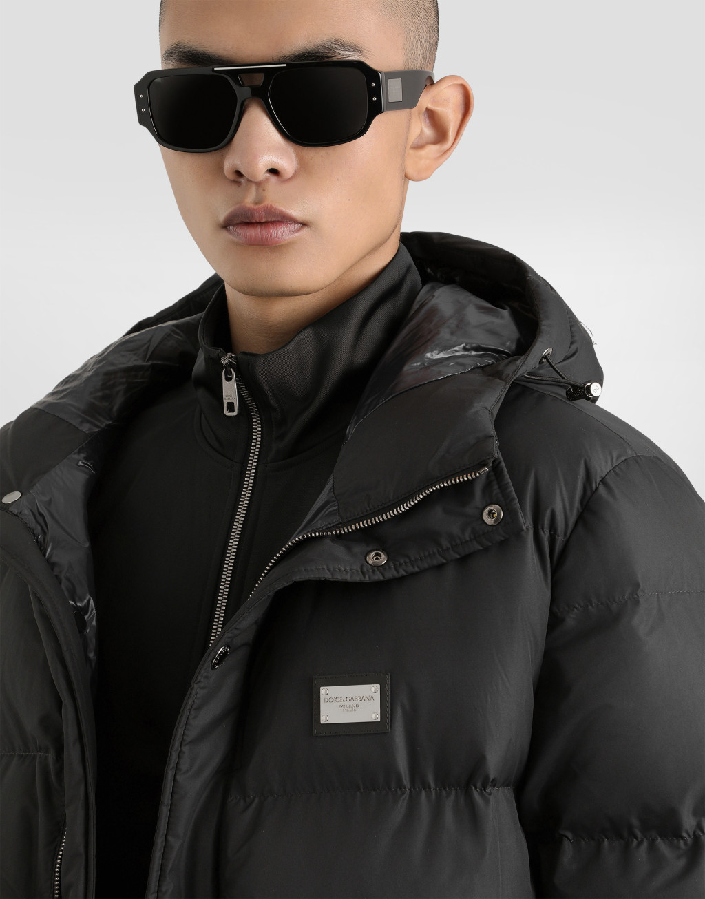 标牌尼龙连帽羽绒服5