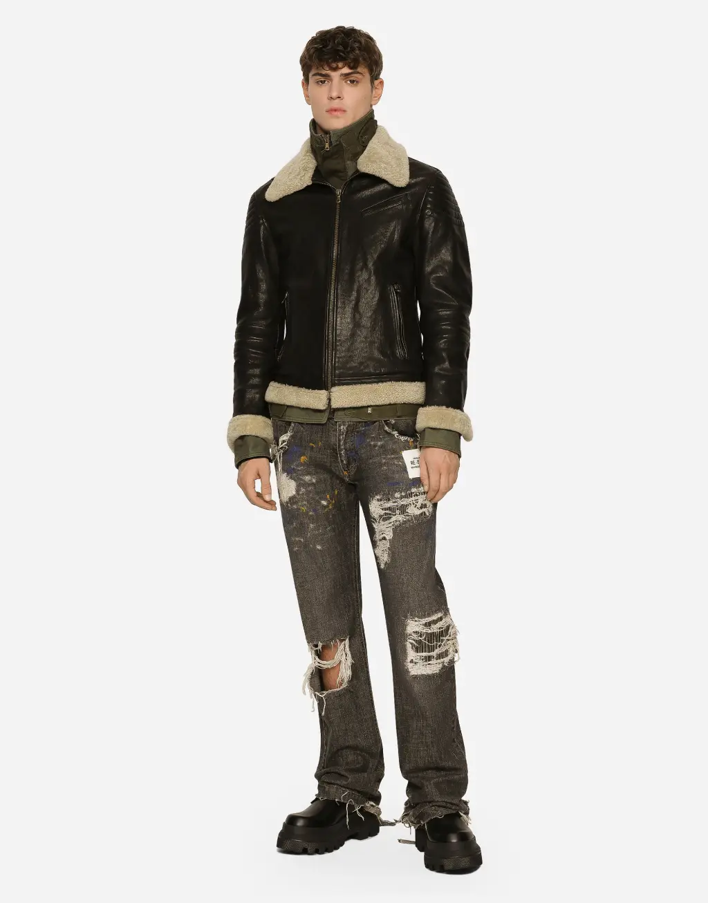 羊皮革毛细节欧洲牛皮外套