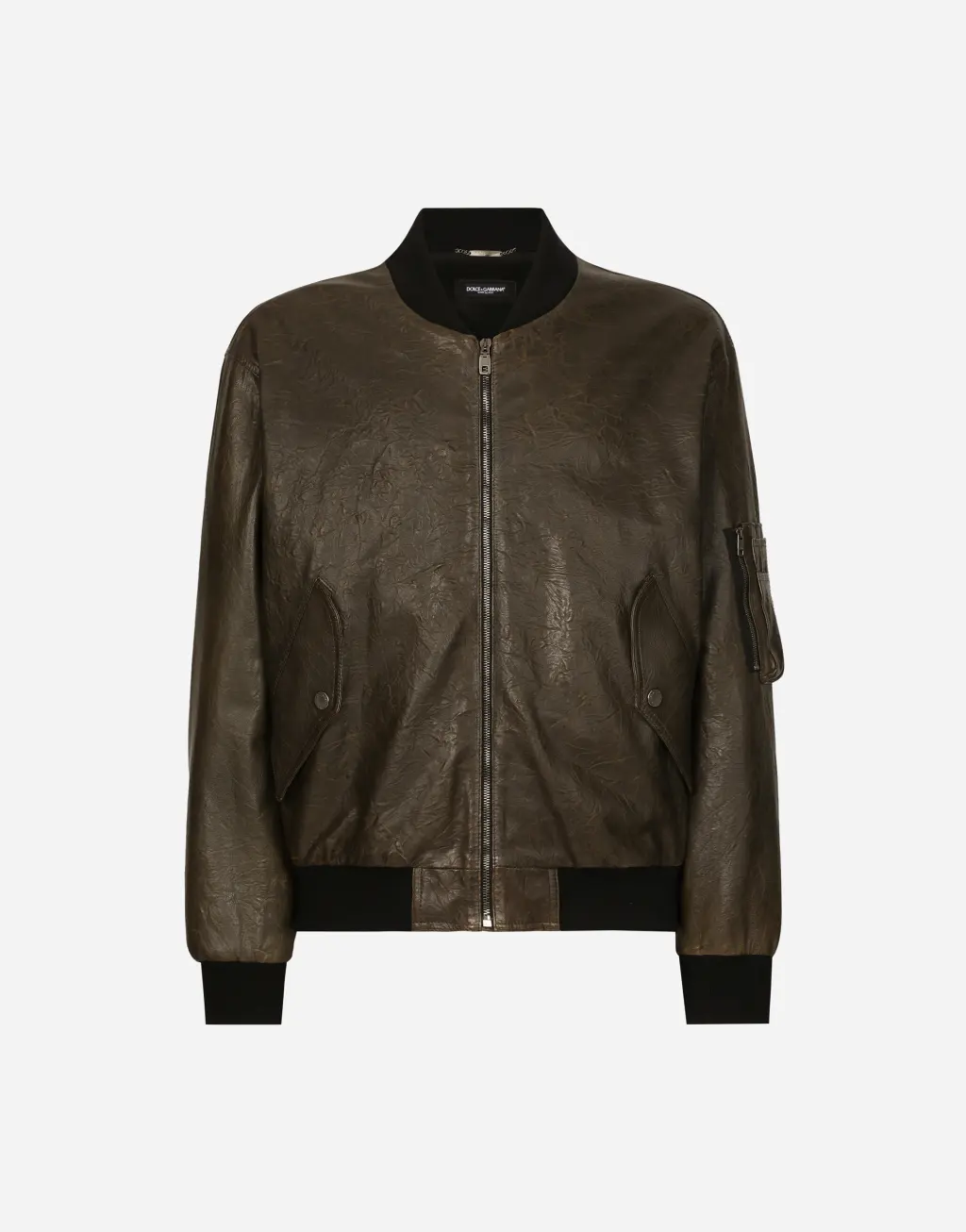 皮革含衬飞行夹克