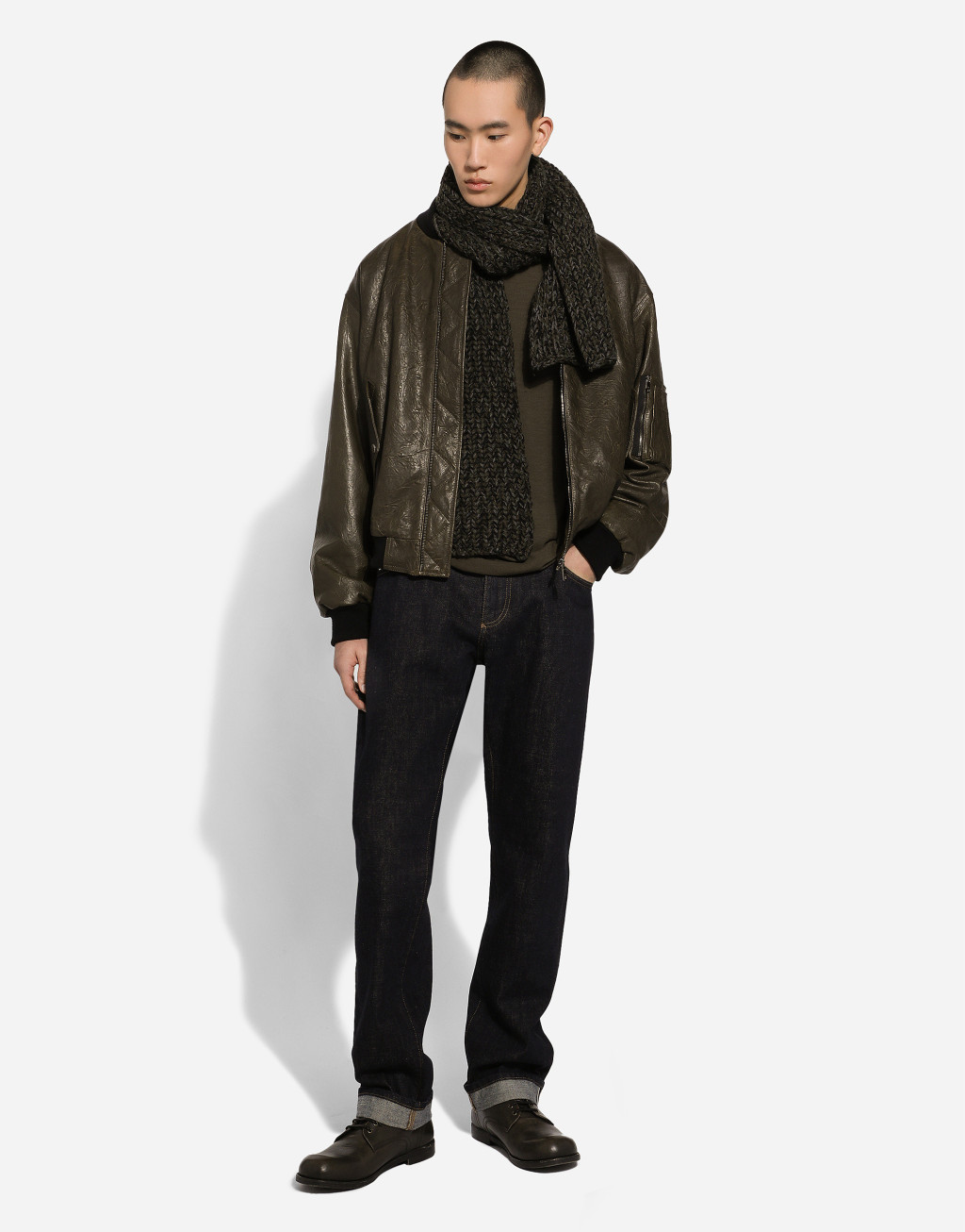 皮革含衬飞行夹克2