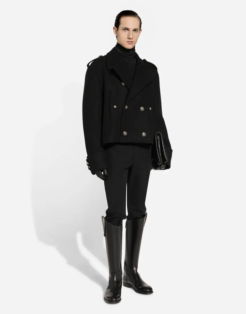 羊毛短款军装大衣