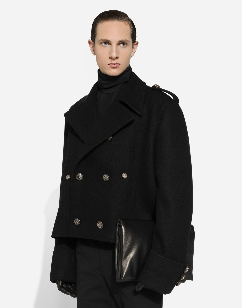 羊毛短款军装大衣4