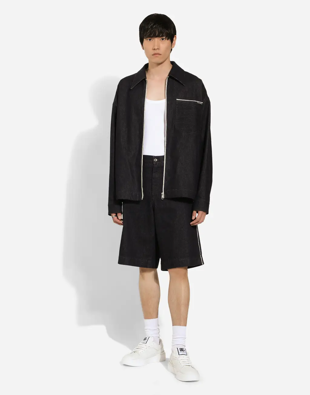 拉链缉缝丹宁外套