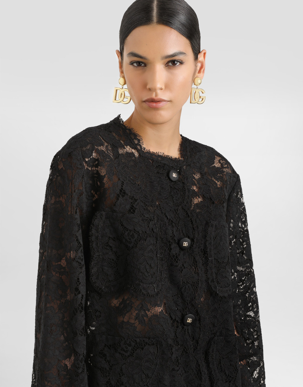 蕾丝单排扣夹克4