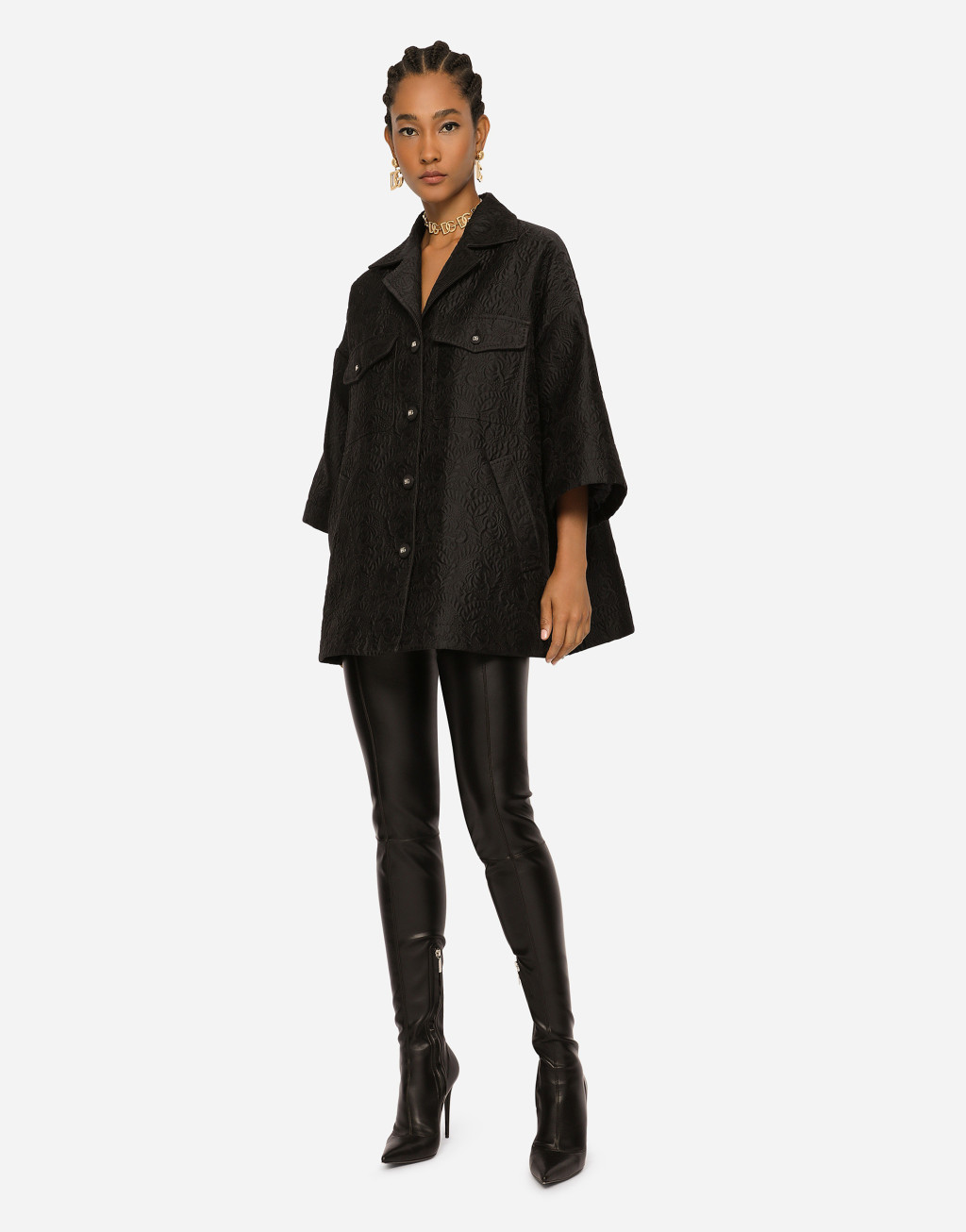 花卉提花短款斗篷4