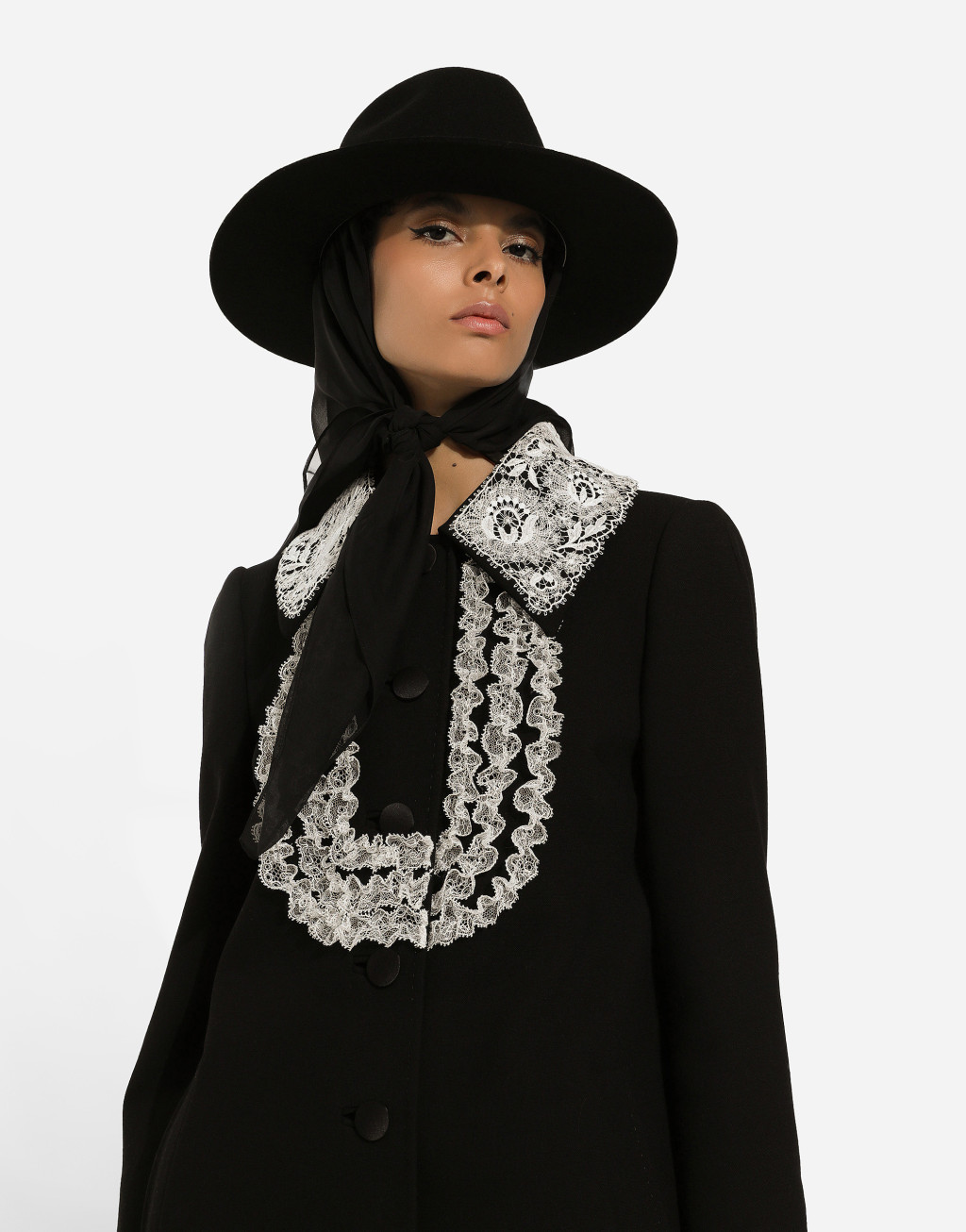 蕾丝细节羊毛短款大衣7