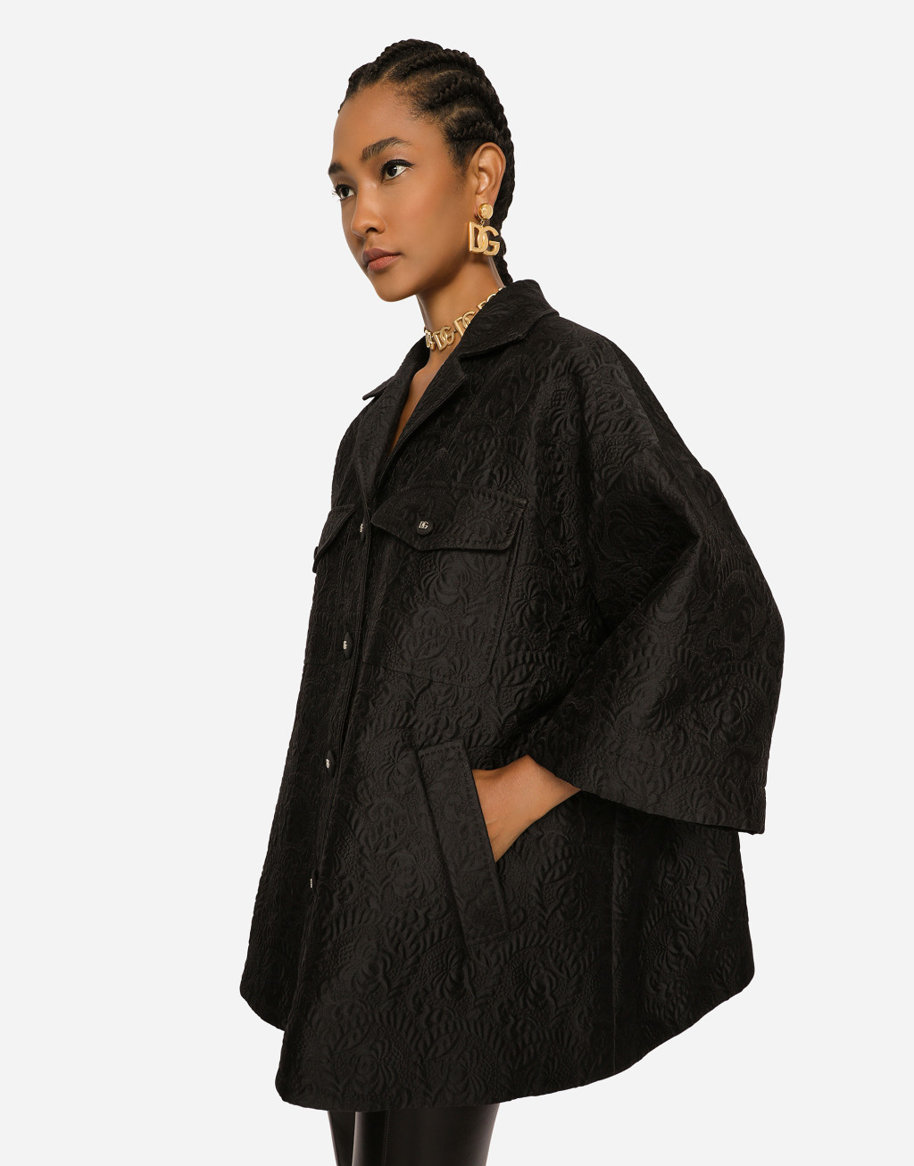 花卉提花短款斗篷2