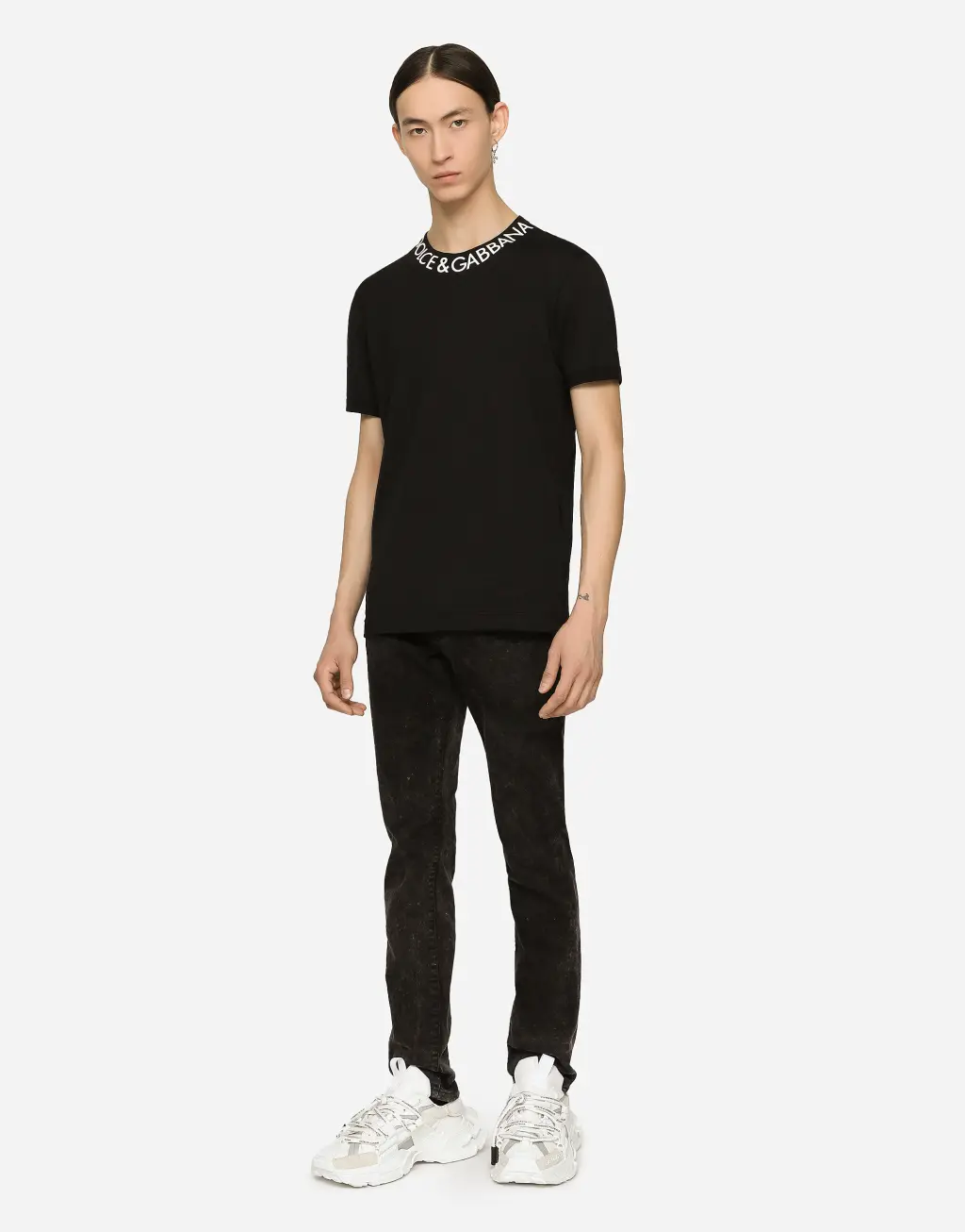 紧身款大理石纹弹力牛仔裤