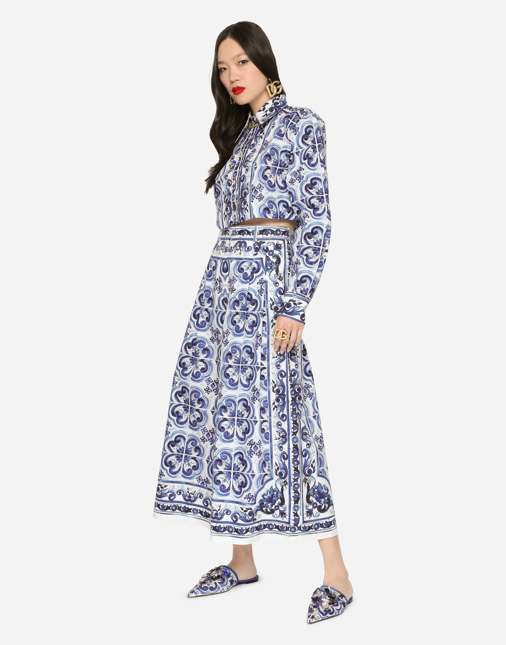 马约利卡印花府绸阔腿裤2