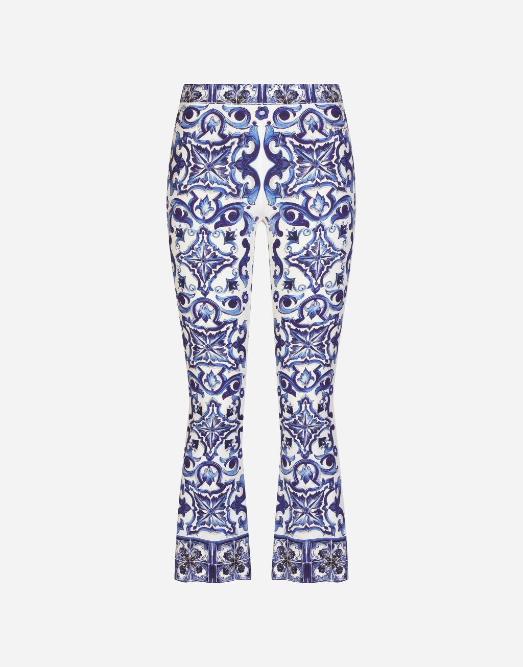 马约利卡印花素绉缎喇叭裤1