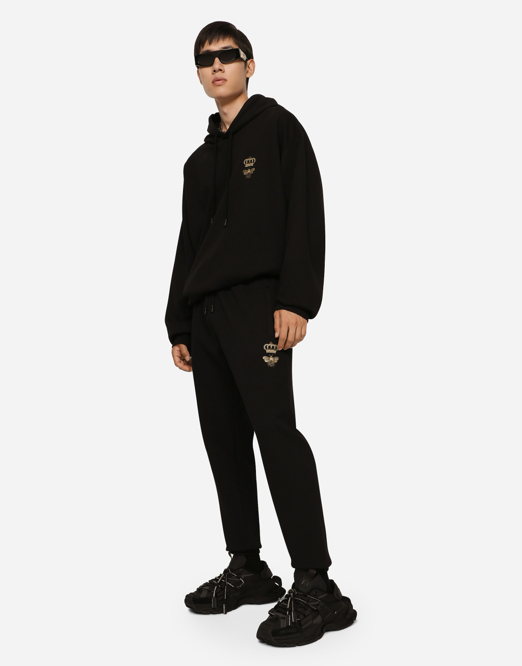 刺绣平纹针织慢跑裤5