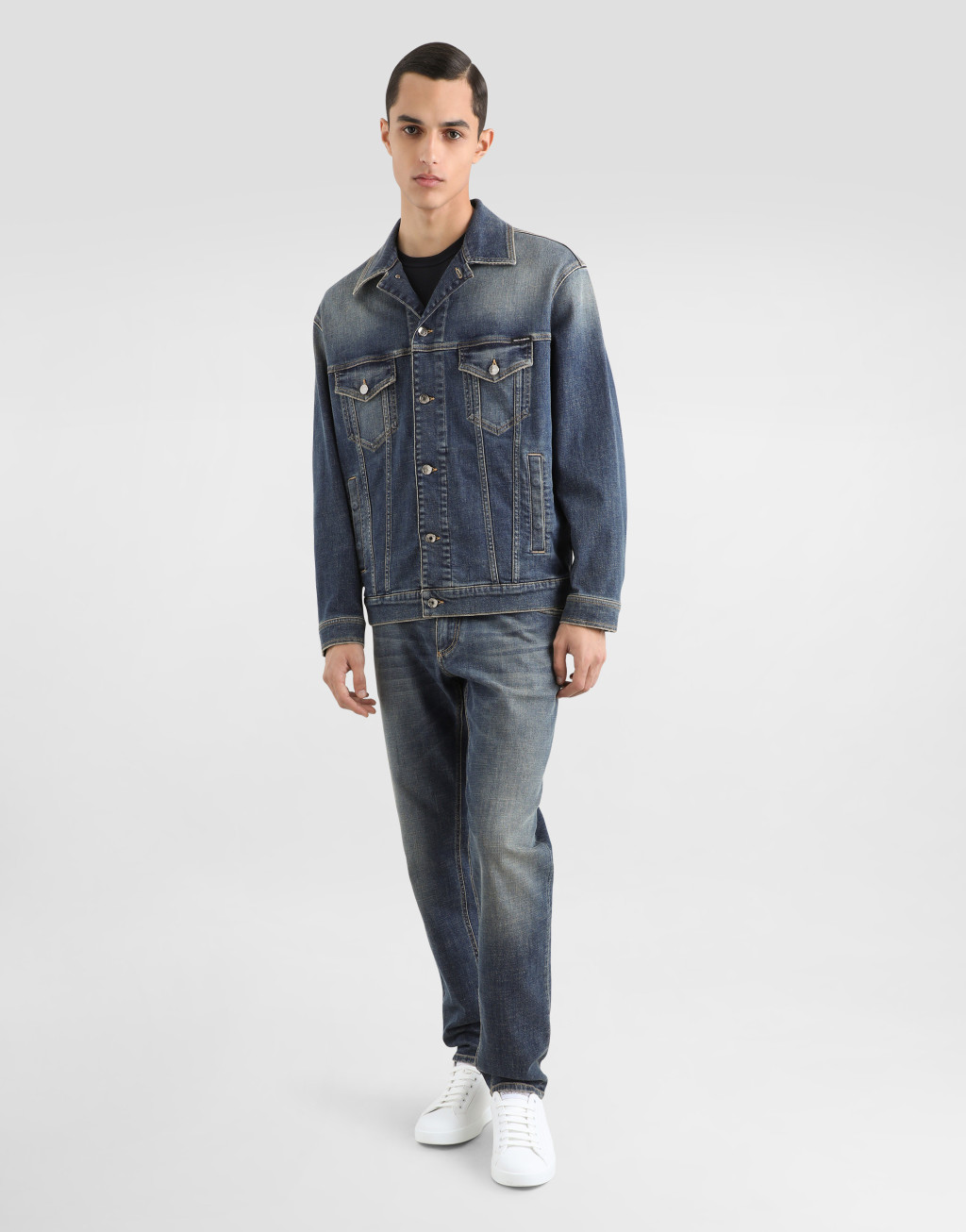 常规款蓝色洗水弹力牛仔裤2