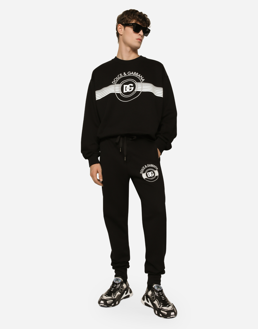 DG 徽标印花平纹针织慢跑裤5