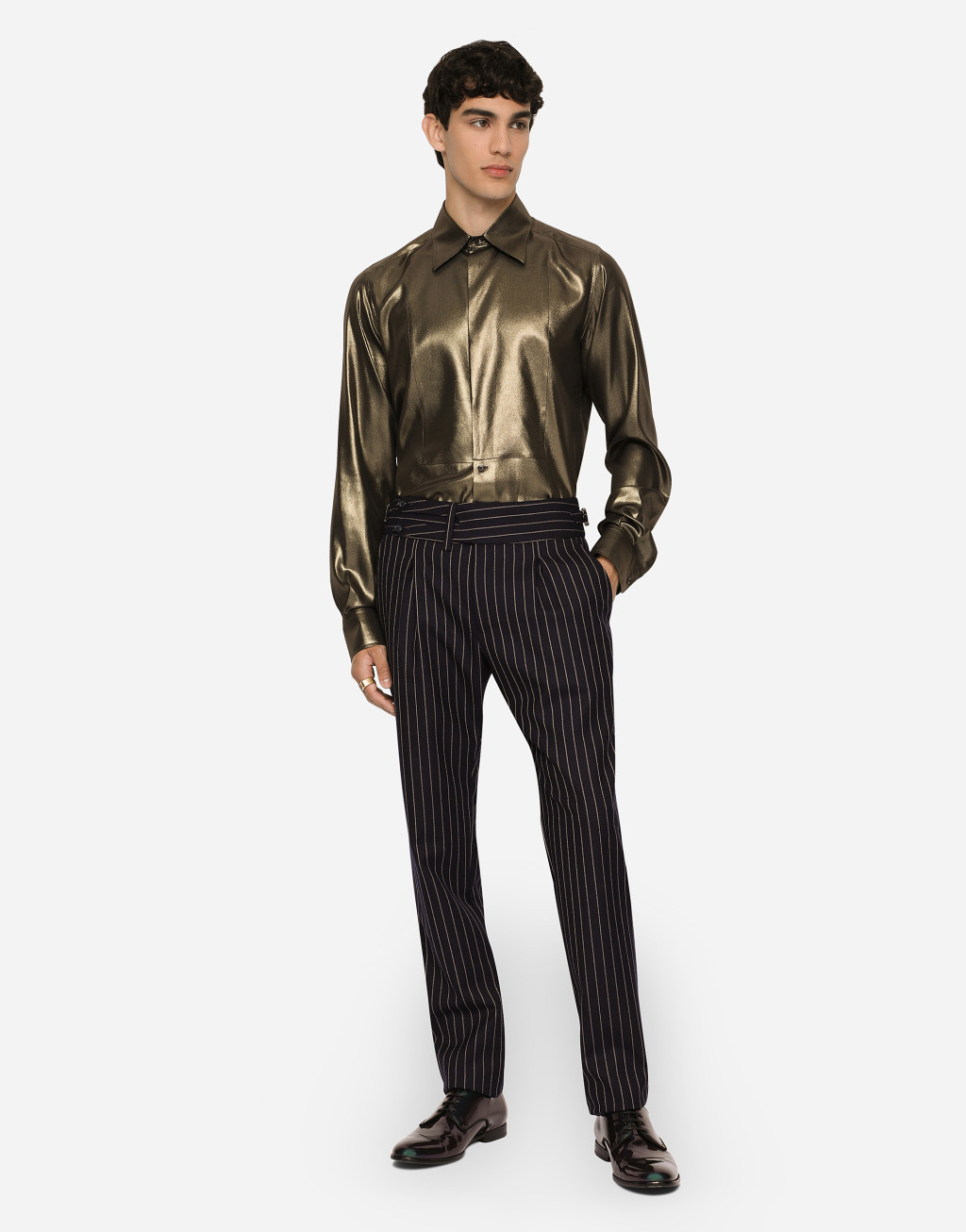 细条纹羊毛长裤2