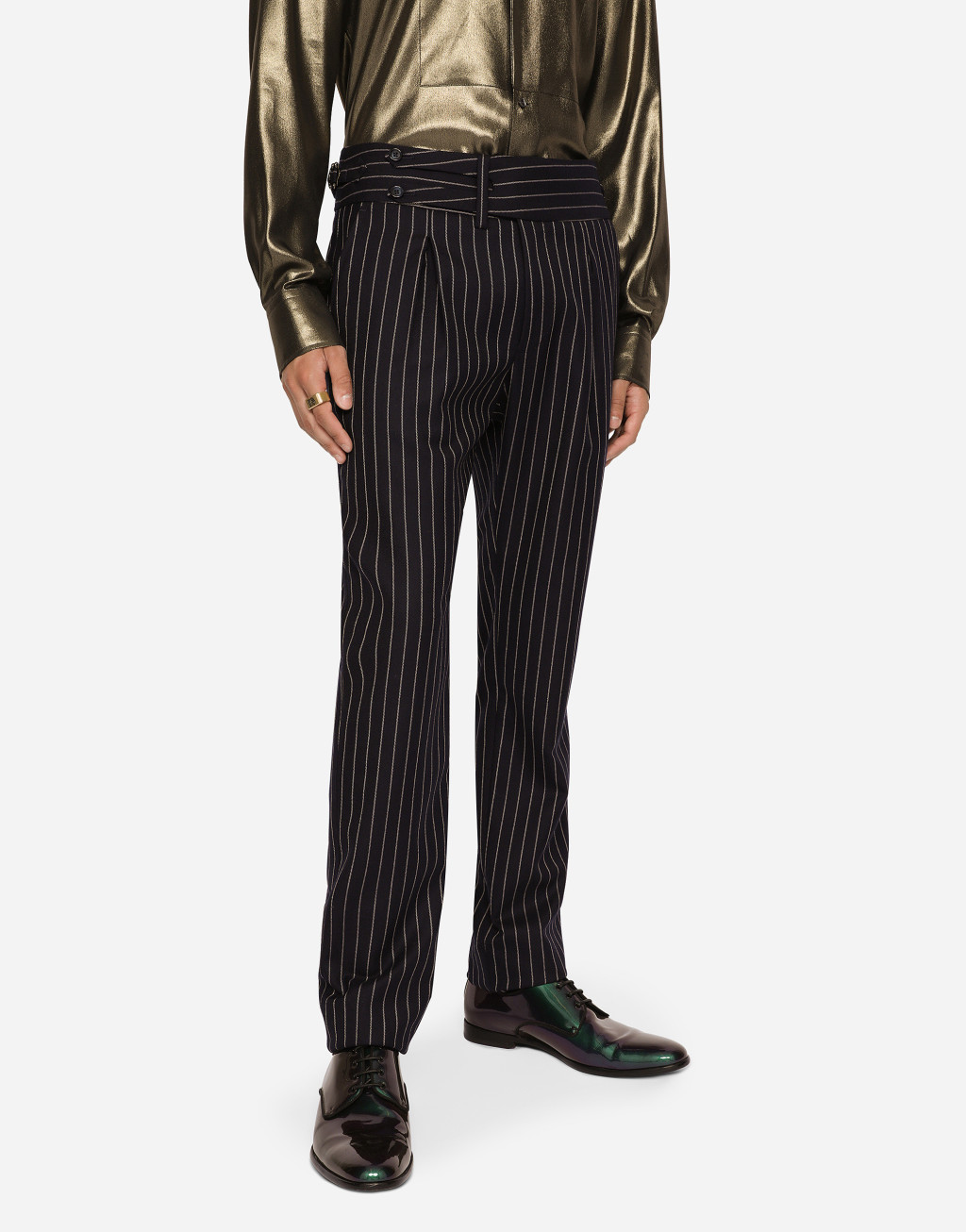 细条纹羊毛长裤4